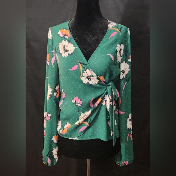 Express Floral Wrap Blouse Size XS/S - Picture 1 of 15
